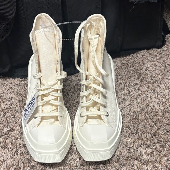 Converse Women's Off-White High-Top Wedge Sneakers - Picture 2 of 6